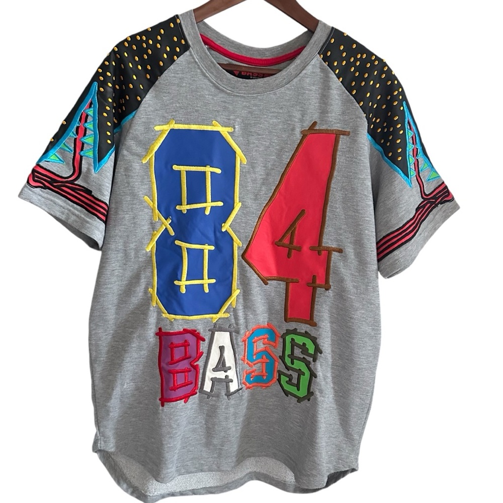 Bass 84 by Ron Bass Retro Short Sleeve Heavy Jersey Sweatshirt Mens Large